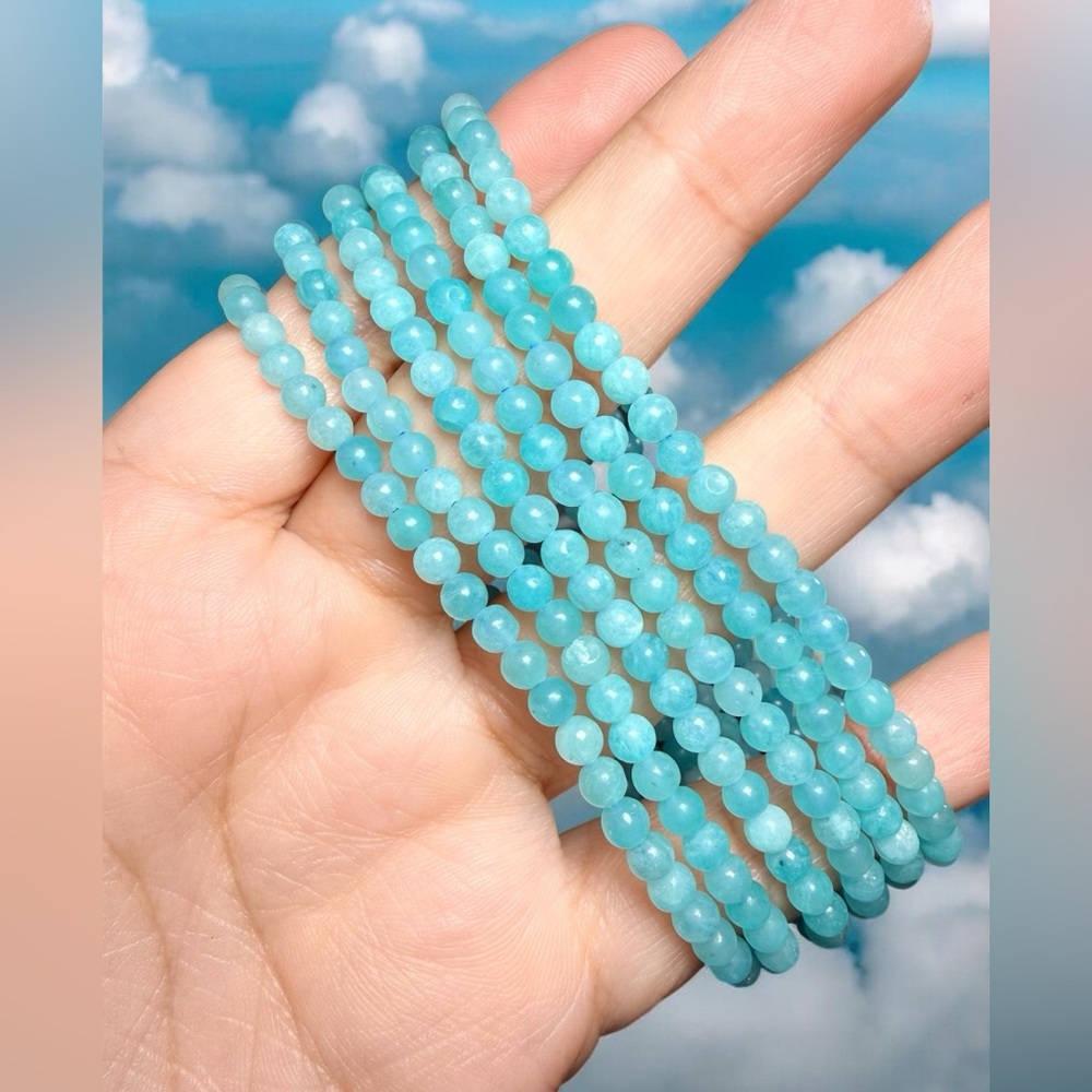 ONE 4mm Amazonite Bracelet – Dainty Natural Gemstone Stretch